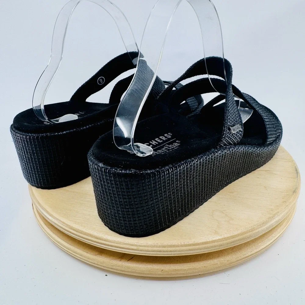 Skechers Martha Stewart Beverlee Platform Sandals Womens 9 Black‎ Comfort Shoes